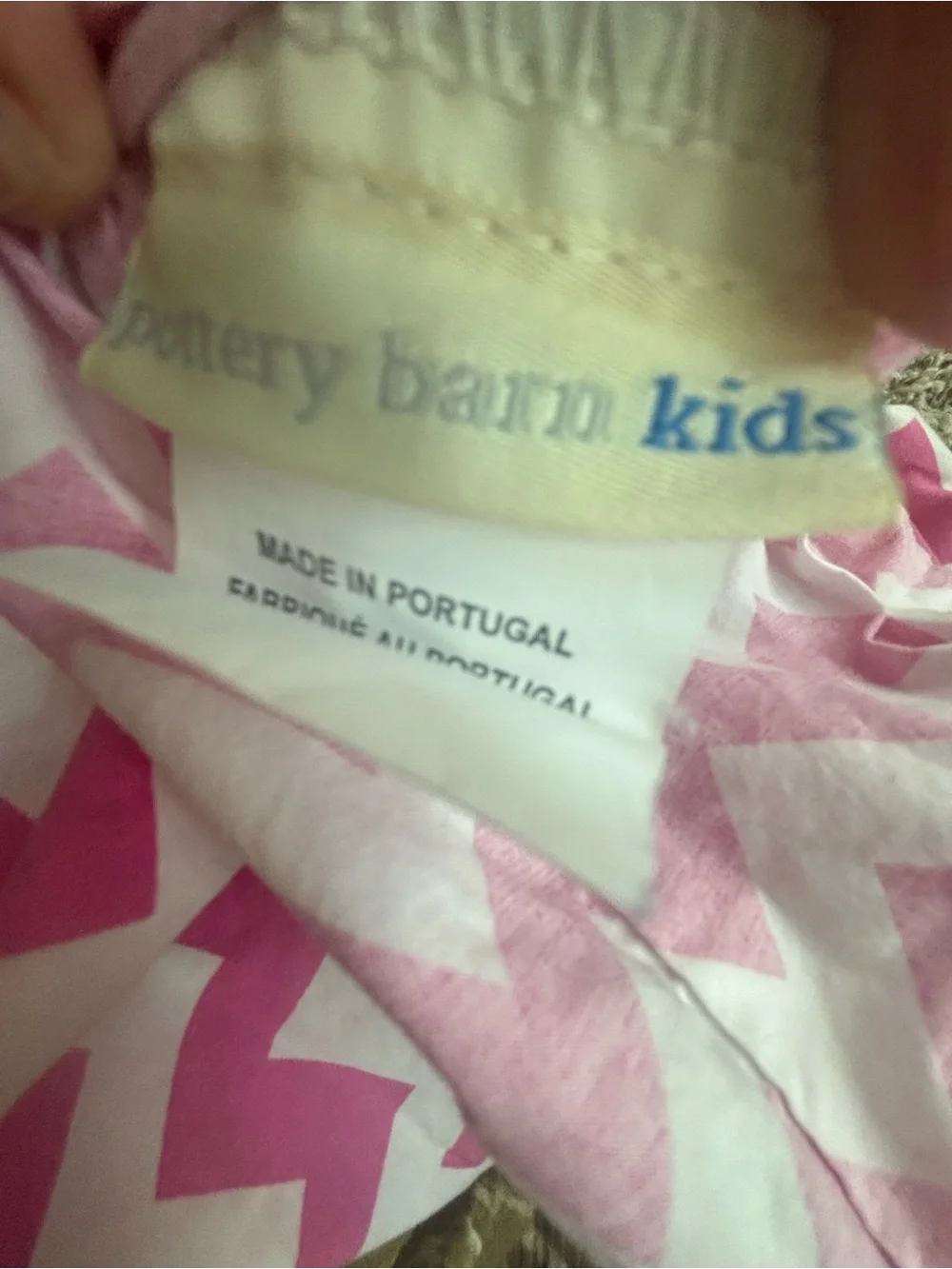 Pottery Barn Kids Pink and White Chevron Cotton Duvet Cover Set twin mint